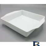 نمای بسته بندی ظرف سرو چینی تقدیس مدل مربع کد 648 برچسب و بسته بندی