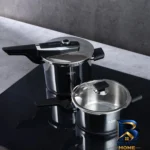 نمای بسته بندی زودپز دوقلو مادام کوکو استیل با سیستم ایمنی پیشرفته برچسب و بسته بندی