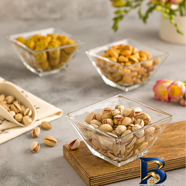 نمای جزئیات پیاله مدل مربع کد DH۲۰۸۷ مجموعه ۶ عددی اصل نمای نزدیک بافت مغزها
