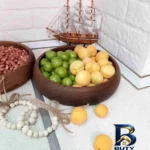 نمای جزئیات کاسه چوبی طرح خمره ای مدل کد ۲۸ نمای نزدیک بافت مغزها
