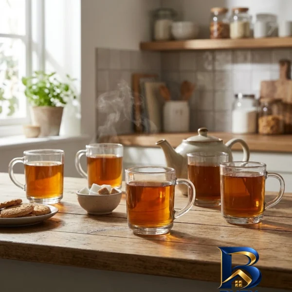 نمای بسته بندی لیوان بلور و شیشه اصفهان مدل دی 432 بسته 6 عددی برچسب و بسته بندی