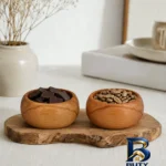 نمای جزئیات کاسه مدل چوب راش کد K۰۲ بسته ۲ عددی اصل نمای نزدیک بافت مغزها
