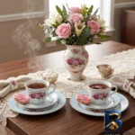 نمای بسته بندی ست فنجان و نعلبکی ۶ پارچه ۲ نفره انگلیش هوم مدل Romano BL برچسب و بسته بندی