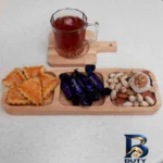 نمای بسته بندی اردوخوری مدل مربع ۳ خانه اصل برچسب و بسته بندی