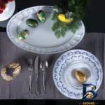 نمای بسته بندی سرویس غذاخوری 29 پارچه چینی زرین ایران مدل فرانسیس نئوکلاسیک درجه یک برچسب و بسته بندی