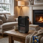 نمای کناری هیتر رومیزی طرح مدل 2112-FAN HEATER عمق قاب و پروفایل