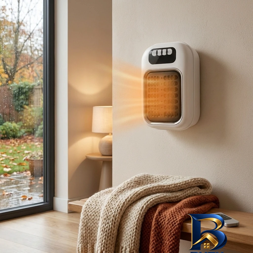 نمای کناری بخاری برقی دیواری مدل Wall-Mounted عمق قاب و پروفایل