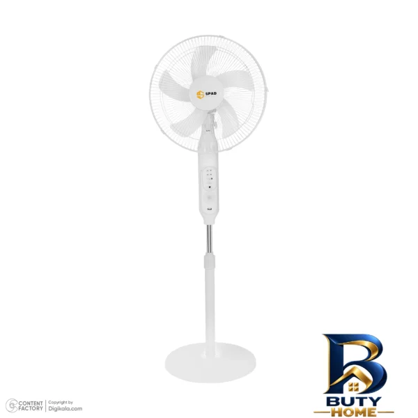 نمای بسته بندی پنکه ایستاده 25 وات اسپاد مدل SOLAR_FAN با پنل خورشیدی برچسب و بسته بندی
