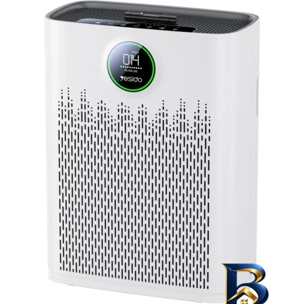 نمای بسته بندی دستگاه تصفیه کننده هوا خانگی سه مرحله ای یسیدو مدل EC۲۳ Air Purifire به همراه فیلتر اصل برچسب و بسته بندی
