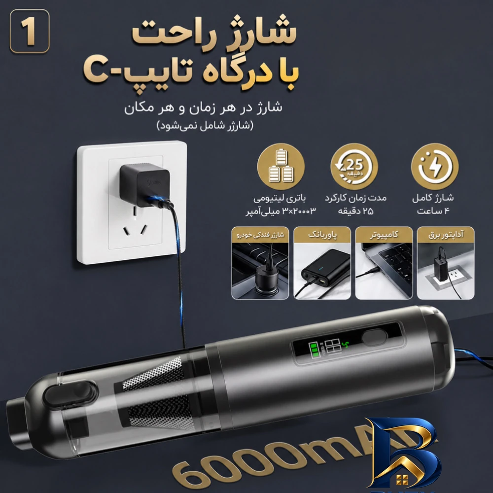 نمای کناری جارو شارژی و دمنده سویتو مدل ST-۶۶۹۹APlus اصل عمق قاب و پروفایل
