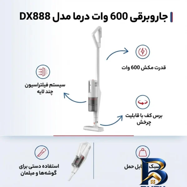 نمای جزئیات جاروبرقی ۶۰۰ وات درما مدل DX۸۸۸ اصل نمای نزدیک بافت پرز