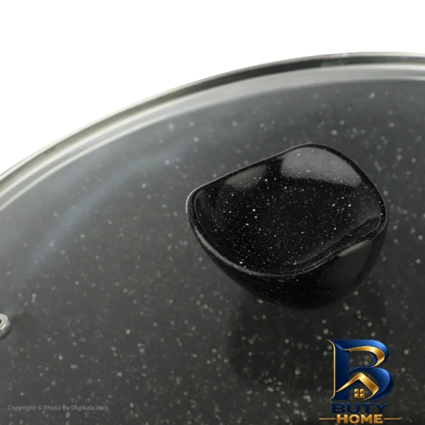 نمای بسته بندی تابه چدن نالینو مدل Feleti با در شیشه و سوپاپ بخار برچسب و بسته بندی