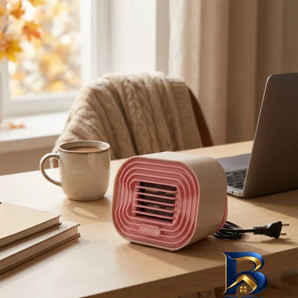 نمای بسته بندی بخاری برقی روزینکس مدل HEATER DESK برچسب و بسته بندی