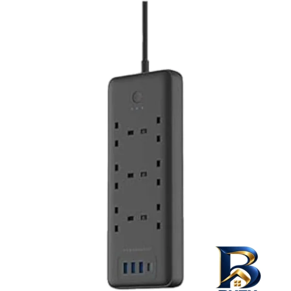 نمای جزئیات چندراهی برق هوشمند پاورولوجی مدل Multi-Port Smart Power Strip PD 30W نمای نزدیک بافت پرز