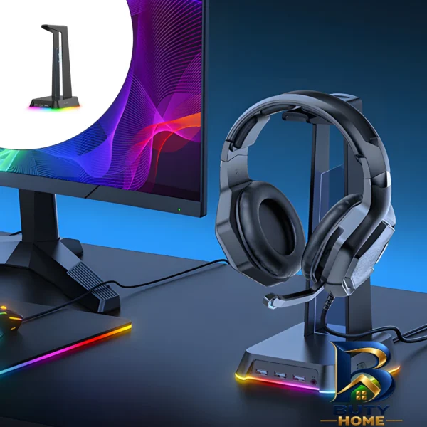 نمای بسته بندی پایه نگهدارنده هدفون اونیکوما مدل USB هاب کد st-۲ اصل برچسب و بسته بندی