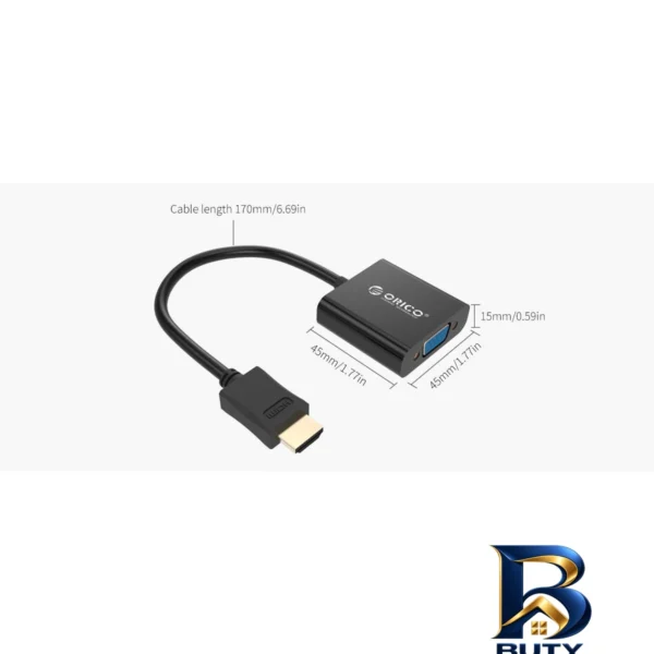 نمای بسته بندی مبدل HDMI به VGA اوریکو مدل DHTV-C۲۰ اصل برچسب و بسته بندی