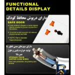نمای جزئیات چندراهی برق مدل 2TYPEC و 4USB نمای نزدیک بافت پرز