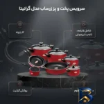 نمای بسته بندی سرویس پخت و پز ۱۲ پارچه زرساب مدل گرانیتا برچسب و بسته بندی