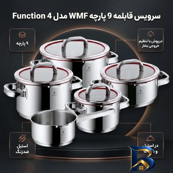 نمای بسته بندی سرویس قابلمه 9 پارچه دبلیو ام اف مدل Function 4 برچسب و بسته بندی