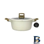 نمای بسته بندی سرویس پخت و پز چدن گرانیت ۱۰ پارچه زانو مدل دیبا برچسب و بسته بندی