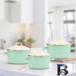 نمای بسته بندی سرویس قابلمه ۶ پارچه مدل لعابی با کیفیت برچسب و بسته بندی
