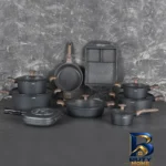 نمای بسته بندی سرویس قابلمه ۱۷ پارچه جی فی نی مدل G-۰۳ اصل برچسب و بسته بندی