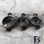 نمای بسته بندی سرویس تابه گرانیتی ۶ پارچه مدل K-۶ اصل برچسب و بسته بندی