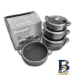 نمای بسته بندی سرویس گرانیتی قابلمه و تابه 7 پارچه فریال مدل Cookware برچسب و بسته بندی