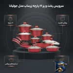 نمای بسته بندی سرویس پخت و پز ۱۹ پارچه زرساب مدل جولیانا JL۸۱۹۰ اصل برچسب و بسته بندی