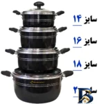 نمای بسته بندی سرویس قابلمه ۸ پارچه مُرسانا مدل دانشجویی اقتصادی برچسب و بسته بندی