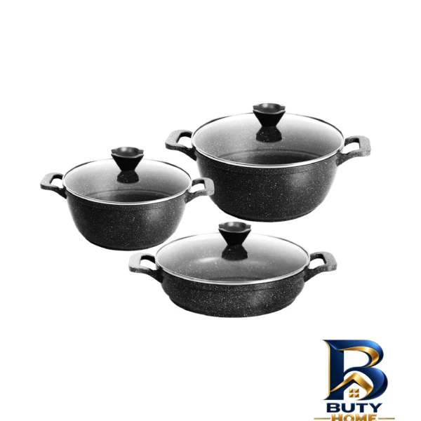 نمای بسته بندی سرویس گرانیتی قابلمه و تابه 6 پارچه کاندید مدل تورینو برچسب و بسته بندی