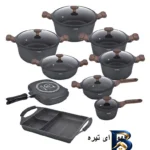 نمای بسته بندی سرویس پخت و پز ۱۷ پارچه جی فی نی کد BB۰۱۸ اصل برچسب و بسته بندی