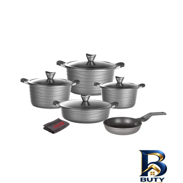 نمای بسته بندی سرویس پخت و پز بایوگرانیتی ۱۰ پارچه کاندید مدل ویو برچسب و بسته بندی