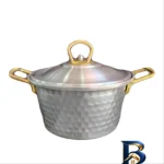 نمای بسته بندی سرویس قابلمه آلومینیوم ۴ پارچه مدل شفق چکشی B برچسب و بسته بندی