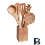 نمای جزئیات سرویس ملاقه و کفگیر ۷ پارچه چوبلمه مدل 7PCS نمای نزدیک دانه