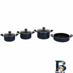 نمای بسته بندی سرویس قابلمه و تابه تفلون ۷ پارچه تین کد ۲۴ برچسب و بسته بندی