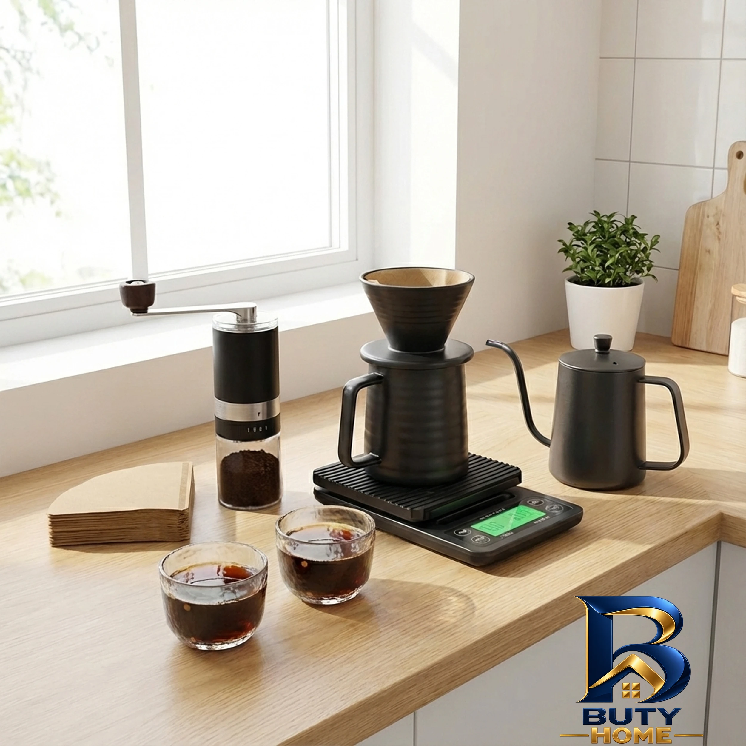 نمای بسته بندی قهوه ساز گرین لاین مدل COFFEE MAKERSET G-۸۰ اصل برچسب و بسته بندی