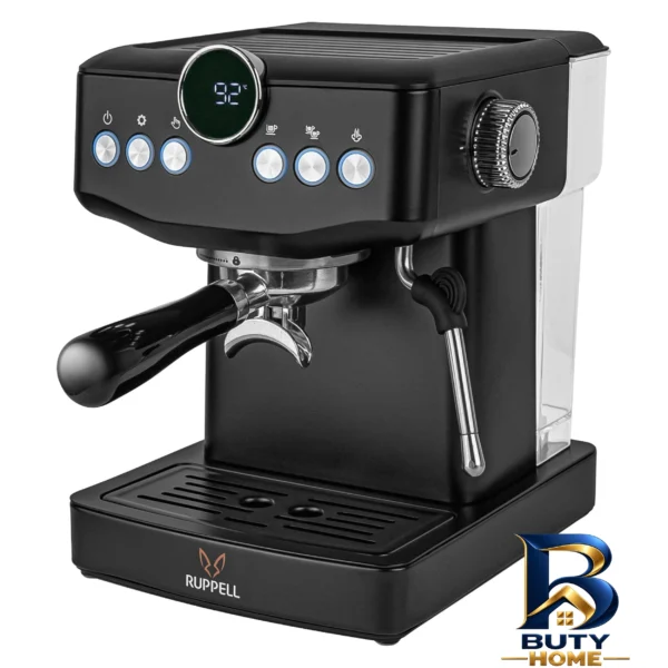 نمای بسته بندی اسپرسوساز خانگی ۱۸۰۰ میلی لیتری روپل مدل RPL-CM۸۰۴۲، با مصرف پودر قهوه، مناسب تهیه اسپرسو، کافه لاته، موکا، کا