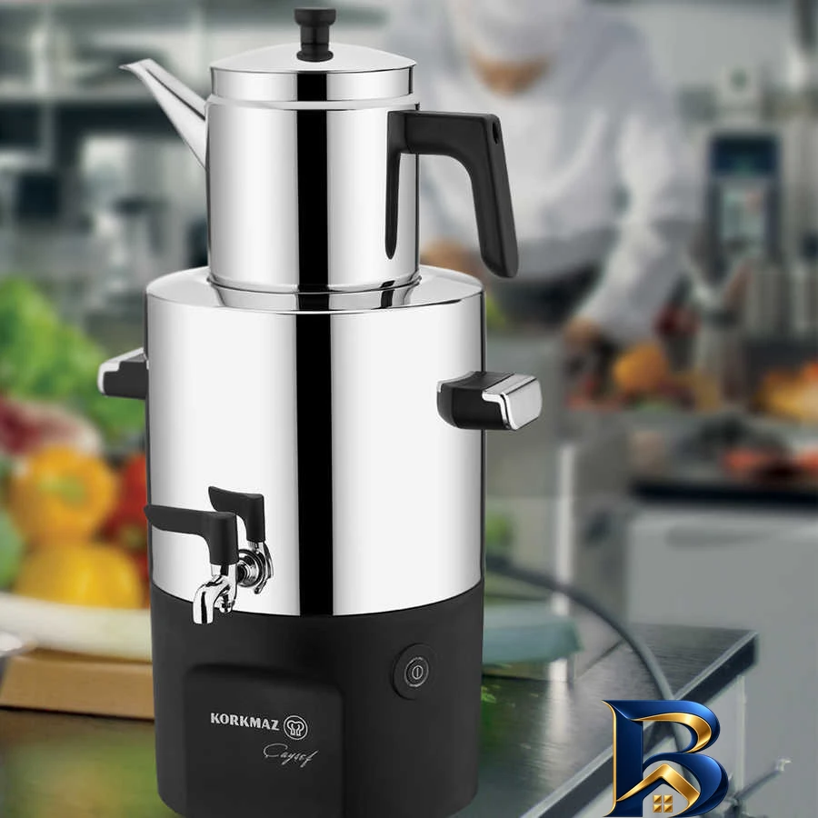 نمای بسته بندی سماور برقی کرکماز مدا A۸۴۱-۰۱ گنجایش ۵ لیتر اصل برچسب و بسته بندی