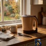 نمای بسته بندی کتری برقی مسافرتی با قاشق پلاستیکی مخصوص برچسب و بسته بندی