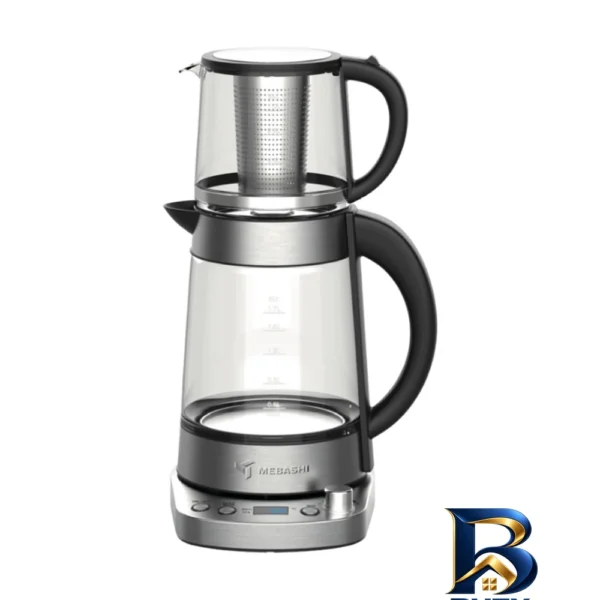 نمای بسته بندی چای ساز روی هم مباشی مدل ME-TM۳۰۷ اصل برچسب و بسته بندی