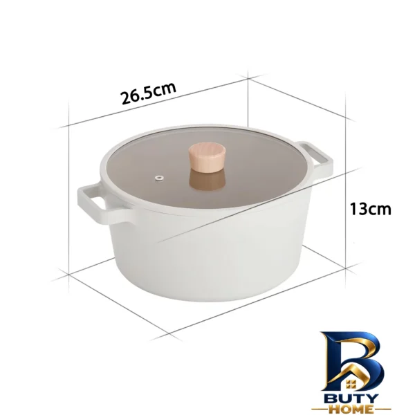 نمای بسته بندی قابلمه نیوفلیم مدل Stockpot با کفه نچسب و دو جداره برچسب و بسته بندی