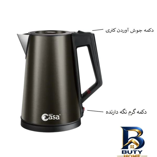 نمای بسته بندی کتری برقی سوپر کاسا مدل CA-۲۱۲ اصل برچسب و بسته بندی