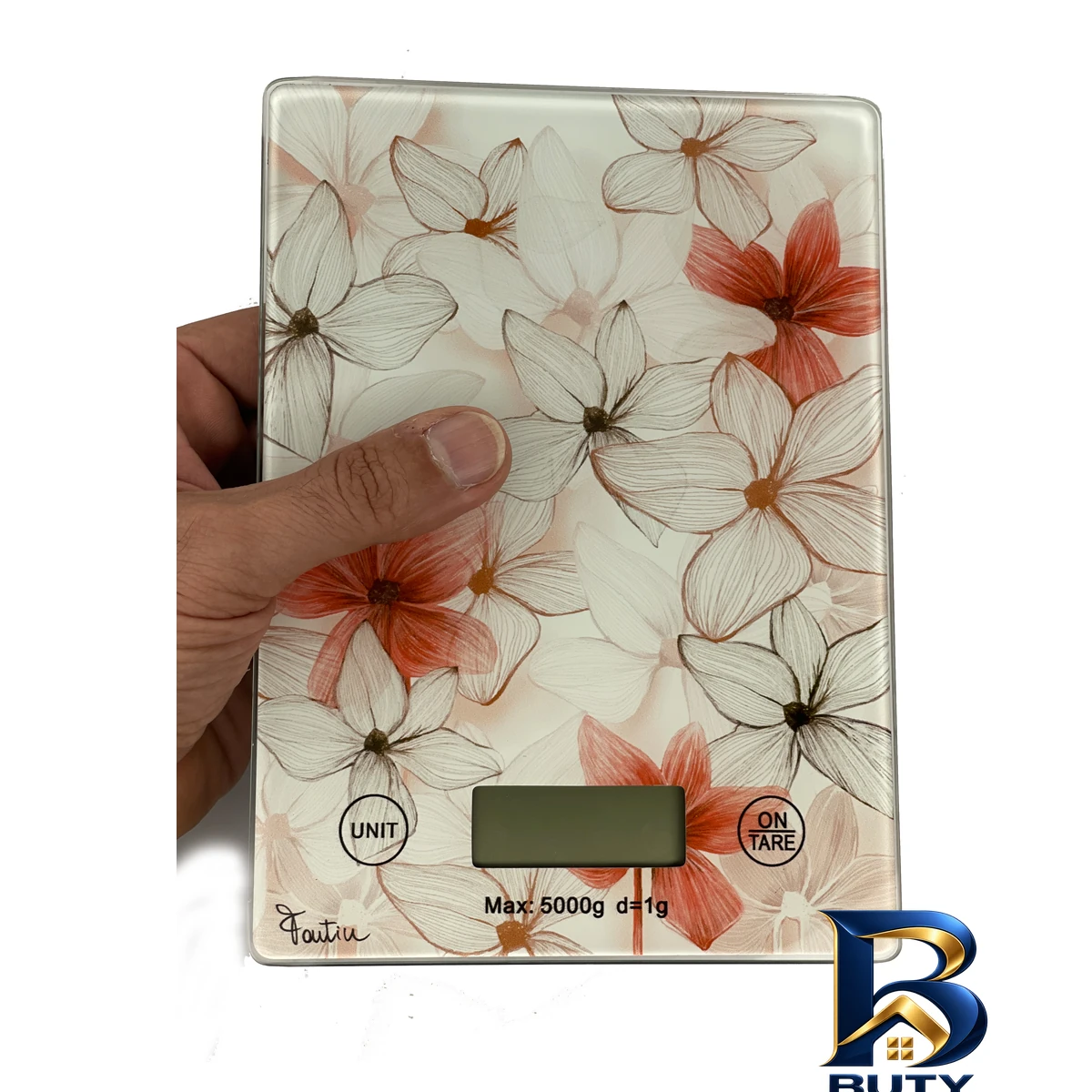 نمای بسته بندی ترازو آشپزخانه دیجیتال مدل KITCHEN SCALE SH-S حداکثر ظرفیت قابل اندازه گیری ۵ کیلوگرم با دقت ۱ گرم اصل برچسب و