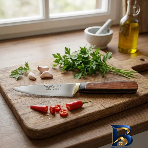 نمای بسته بندی چاقو آشپزخانه غفاری زنجان مدل K۱ اصل برچسب و بسته بندی