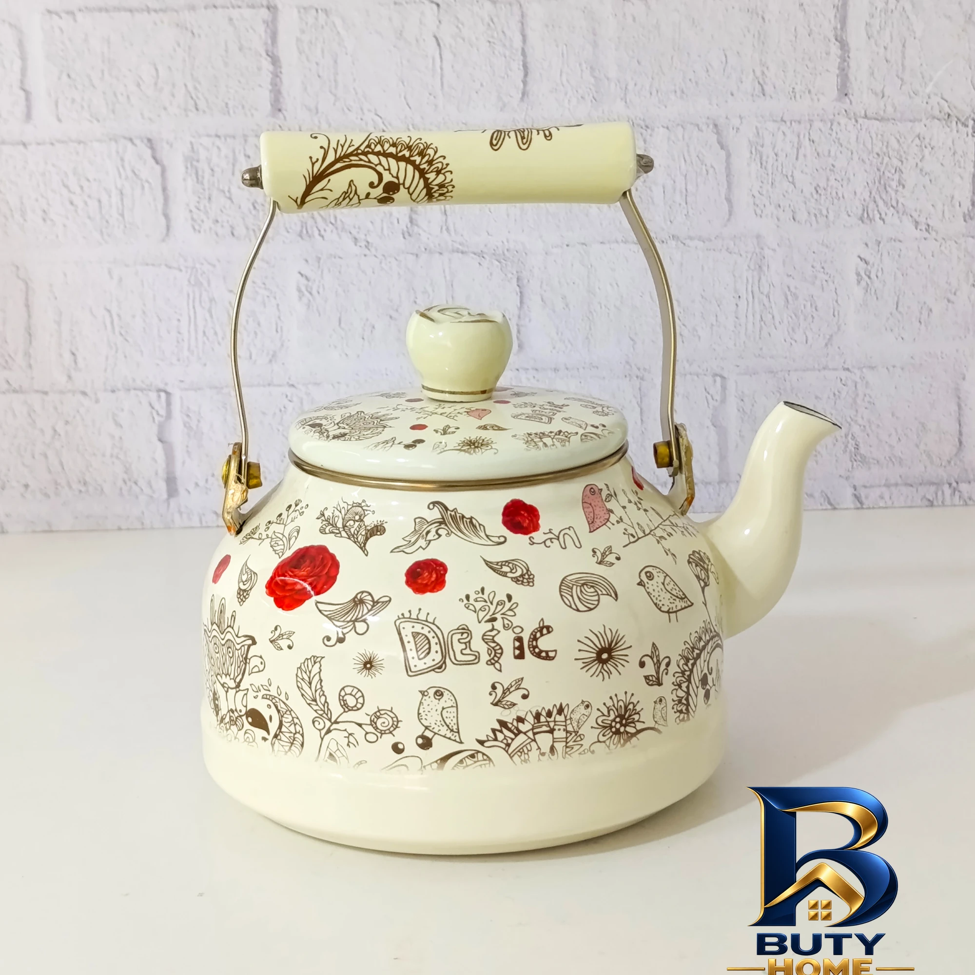 نمای بسته بندی کتری طرح دار مدل لعابی کد 35192 برچسب و بسته بندی