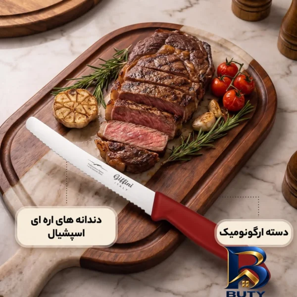 نمای بسته بندی چاقو آشپزخانه جی فی نی مدل M۱۱۰ مجموعه ۲ عددی اصل برچسب و بسته بندی