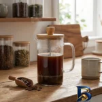 نمای بسته بندی فرنچ پرس مدل درب بامبو با کد ۶۰۰ برچسب و بسته بندی