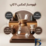 نمای بسته بندی قهوه ساز مدل کمکس ۶ کاپ اصل برچسب و بسته بندی