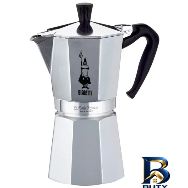 نمای بسته بندی قهوه ساز بیالتی مدل موکا اکسپرس 12Cups A با کیفیت برچسب و بسته بندی